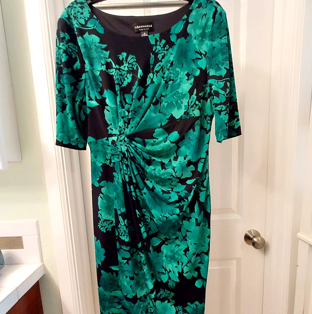 Floral dress, green and black